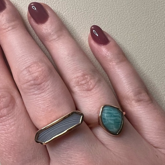 Monica Vinader Siren Gemstone Ring Rose Gold Amazonite 5.5 - Picture 2 of 3